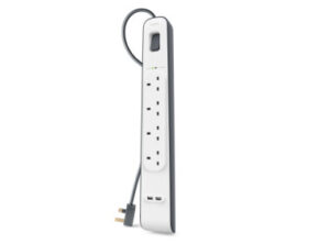 Belkin BSV401VF2M Overspanningsbeveiliging Wit 4 AC-uitgang(en) 2 m
