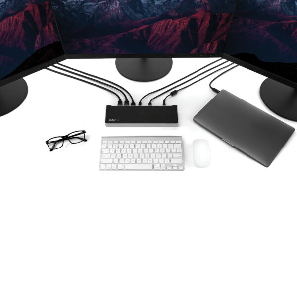 StarTech.com 4K USB-C Dock, Triple UHD 4K Monitor Docking Station, Mac & Windows, USB C to HDMI & DisplayPort, 100W Power Delive - Afbeelding 6