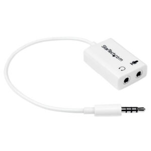 StarTech.com Witte headsetadapter voor headsets met aparte koptelefoon-/microfoonstekkers 3,5 mm 4-positie naar 2x 3-positie 3,5
