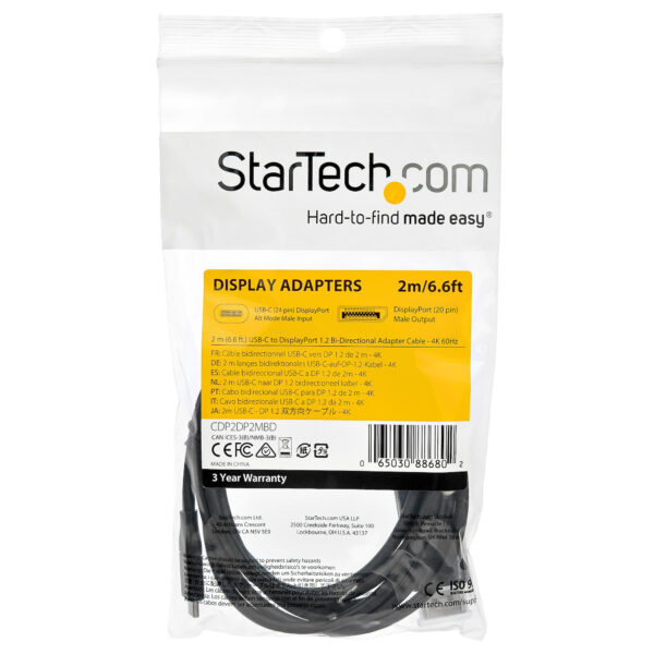 StarTech.com USB-C naar DisplayPort 1.2 kabel bidirectioneel 2 m - Afbeelding 4