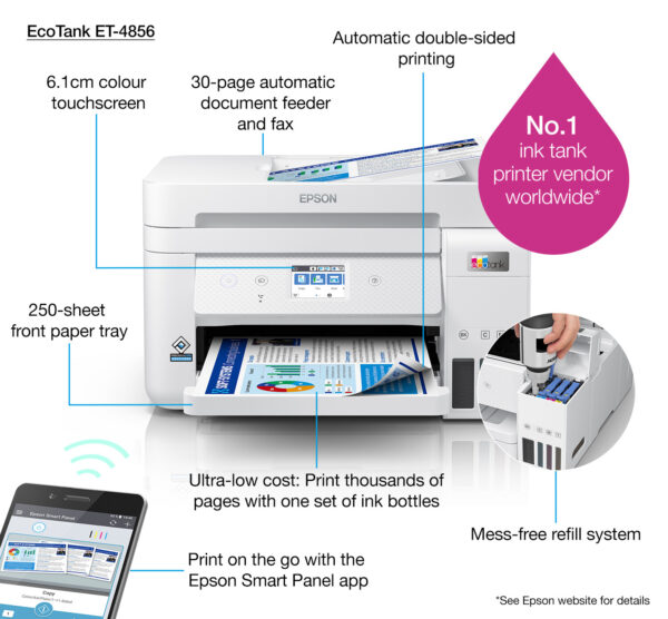 Epson EcoTank ET-4856 A4 multifunctionele Wi-Fi-printer met inkttank, inclusief tot 3 jaar inkt - Afbeelding 16