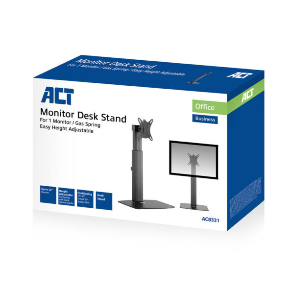ACT Monitorarm 32" office, op voet met gasveer, 1 scherm - Afbeelding 5