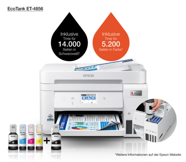 Epson EcoTank ET-4856 A4 multifunctionele Wi-Fi-printer met inkttank, inclusief tot 3 jaar inkt - Afbeelding 17