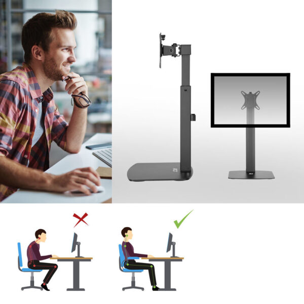 ACT Monitorarm 32" office, op voet met gasveer, 1 scherm - Afbeelding 6