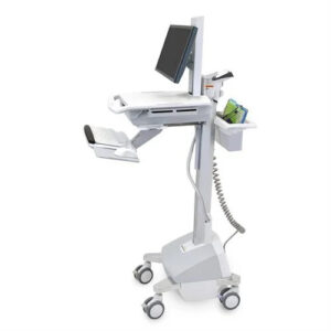 Ergotron StyleView EMR Cart with LCD Pivot, LiFe Powered, EU Aluminium, Grijs, Wit Vlakke paneel Multimediawagentje