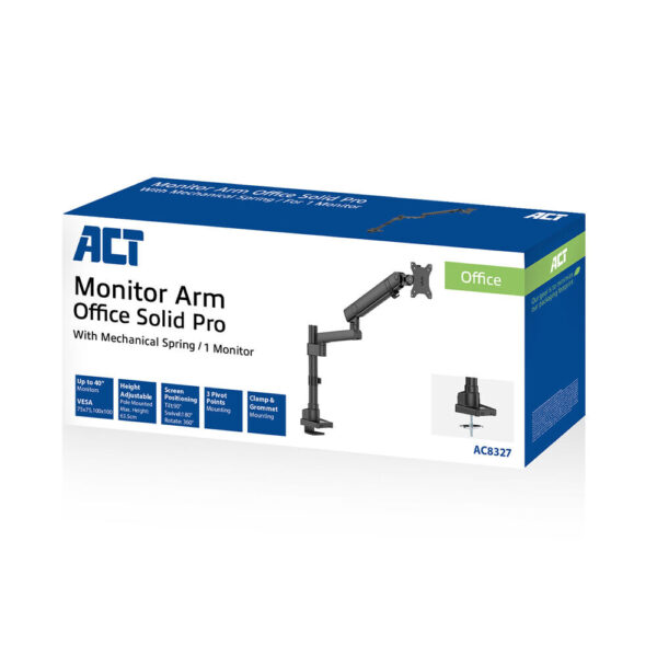 ACT Monitorarm 40" office solid pro, mechanische veer, 1 scherm - Afbeelding 8