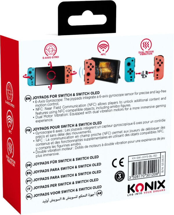 Konix 61889000053 game controller Blauw, Rood Bluetooth Gamepad Analoog Nintendo Switch, Nintendo Switch OLED - Afbeelding 2