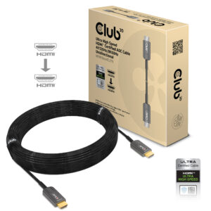 CLUB3D Ultra High Speed ​​HDMI 2.1™ gecertificeerde AOC-kabel 4K120Hz/8K60Hz Unidirectioneel M/M 15m