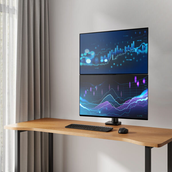 ACT Monitorarm 49" office premium, gasveer, paalbevestiging, 2 schermen - Afbeelding 2