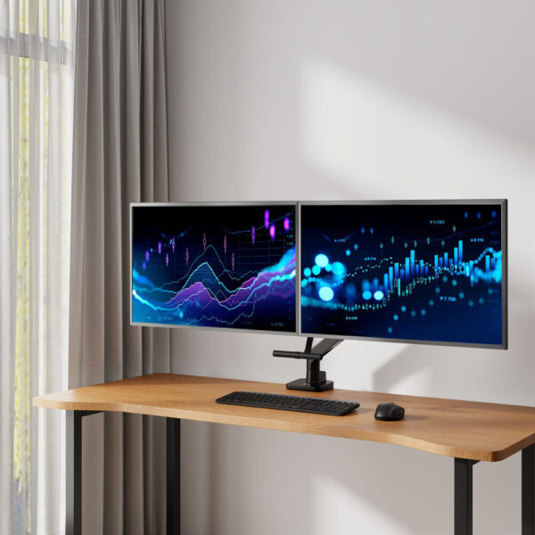 ACT Monitorarm 32" office premium, gasveer, crossbar, 2 schermen - Afbeelding 6