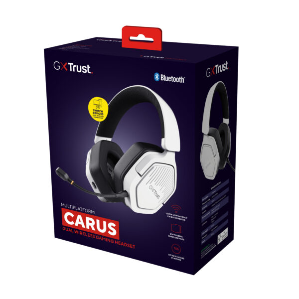 Trust GXT 493W Carus Headset Bedraad en draadloos Hoofdband, Helm Gamen USB Type-C / USB Type-A Bluetooth Wit - Afbeelding 8