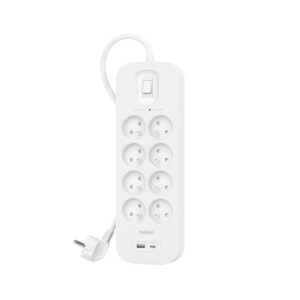 Belkin SRB003CA2M Overspanningsbeveiliging Wit 8 AC-uitgang(en) 2 m