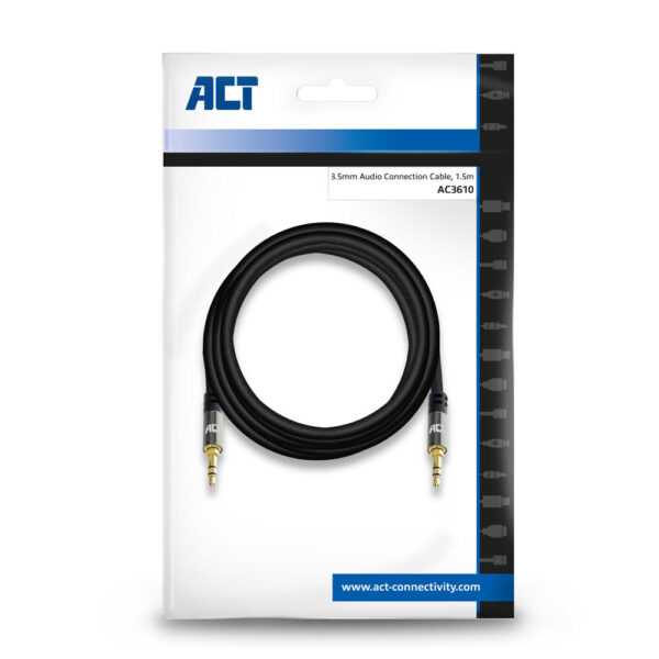 ACT 1,5 meter High Quality stereo audio aansluitkabel 3,5 mm jack male - male - Afbeelding 2