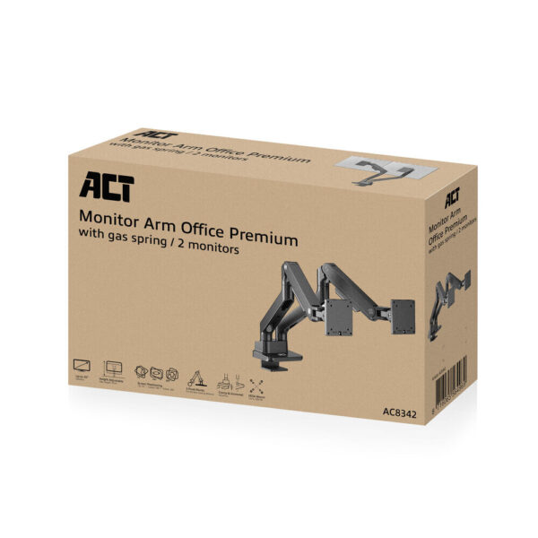 ACT Monitorarm 35" office premium, gasveer, 2 schermen - Afbeelding 3