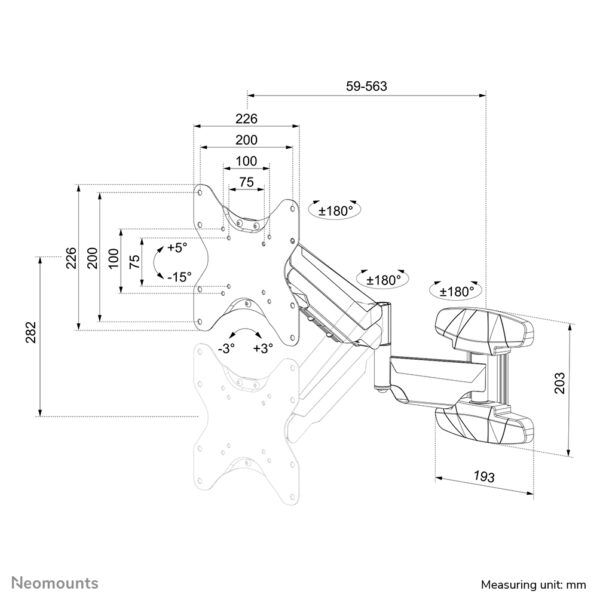 Neomounts WL70-550BL12 Monitor/TV-beugel wand 23-42" - gasveer - full motion - Afbeelding 15