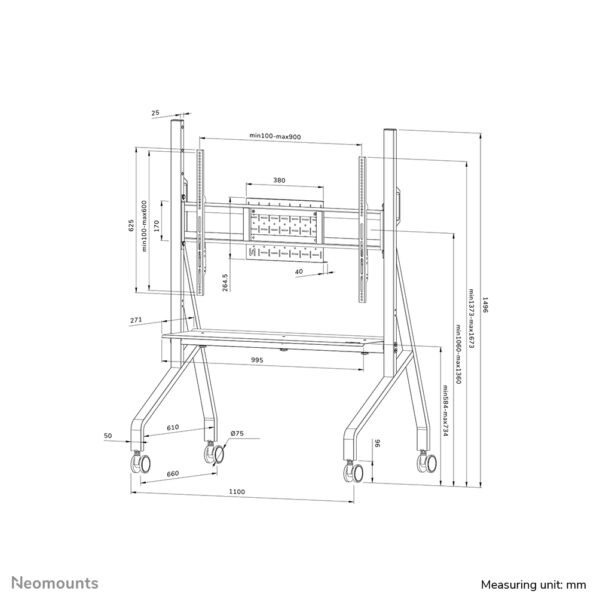 Neomounts FL50-525WH1 TV trolley 55-86" - snelle installatie - TÜV - Afbeelding 20
