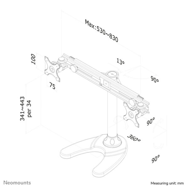 Neomounts FPMA-D700DD Monitorstandaard 19-30" - Afbeelding 11