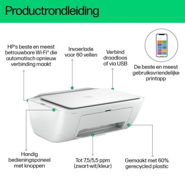 HP DeskJet 2810e Draadloos All-in-One Kleur Printer, Kopieerapparaat, scanner - Afbeelding 6
