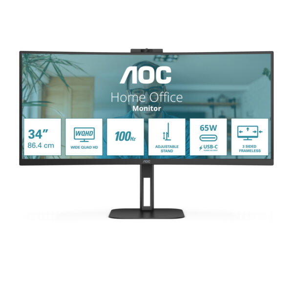 AOC V5 CU34V5C/BK LED display 86,4 cm (34") 3440 x 1440 Pixels Wide Quad HD Zwart - Afbeelding 11