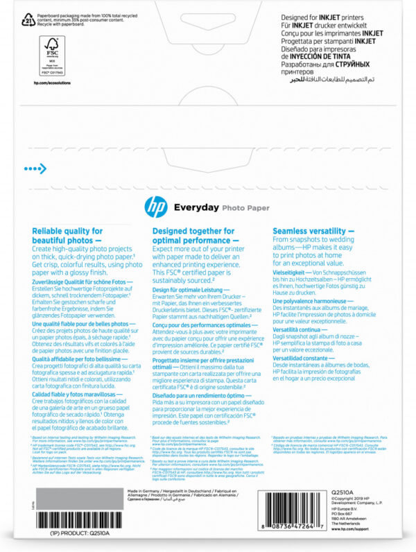HP Everyday fotopapier, glanzend, 200 g/m2, A4 (210 x 297 mm), 100 vellen - Afbeelding 2
