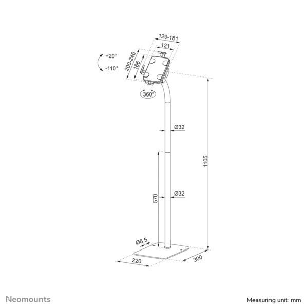 Neomounts FL15-625BL1 Tablet vloerstandaard 7.9-11" - vergrendelbaar - universeel - Afbeelding 19