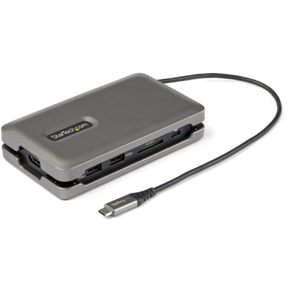 StarTech.com USB C Multiport Adapter, USB C naar 4K 60Hz HDMI 2.0, 2-Port 10Gbps USB Hub, 100W Power Delivery Pass-through, GbE,