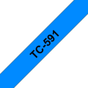 Brother TC-591 labelprinter-tape Zwart op blauw