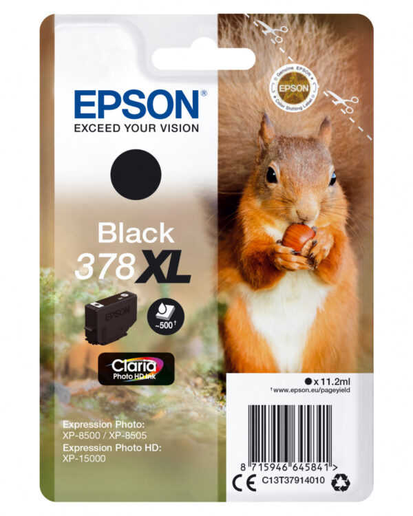 Epson Squirrel Singlepack Black 378XL Claria Photo HD Ink