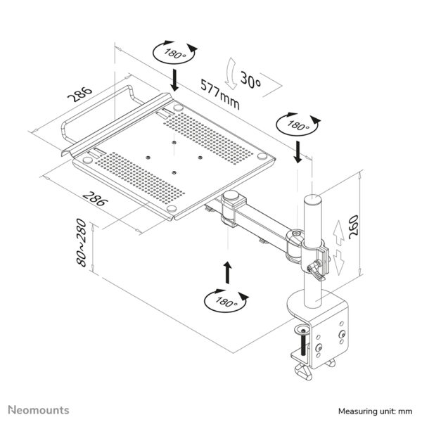 Neomounts NOTEBOOK-D100 Laptophouder monitorarm 10-22" - Afbeelding 11