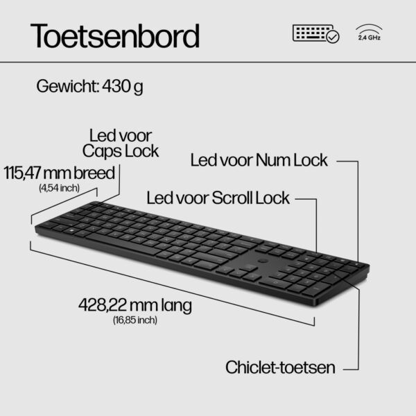 HP 650 draadloze toetsenbord- en muiscombinatie - Afbeelding 3
