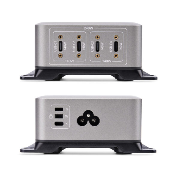 StarTech.com 4-Port Multi-Device USB-C Oplader, Totaal 240W, Single Port 140W EPR, PD 3.1, Poorten met Schroefvergrendeling, Id - Afbeelding 3