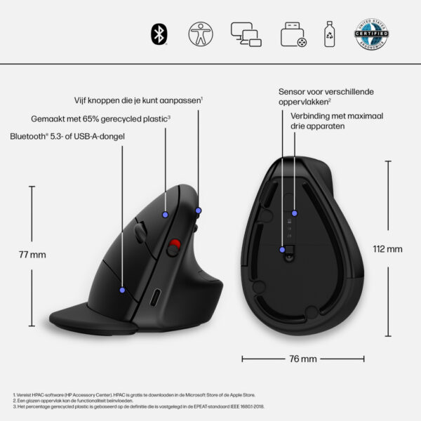 HP 920 Ergonomic Wireless Mouse - Afbeelding 2