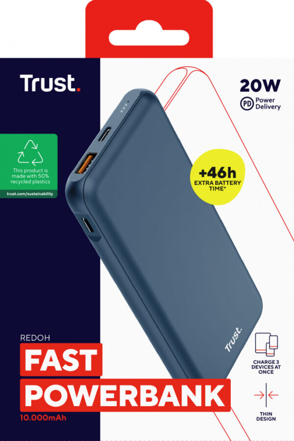 Trust Redoh Lithium-Ion (Li-Ion) 10000 mAh Blauw - Afbeelding 6