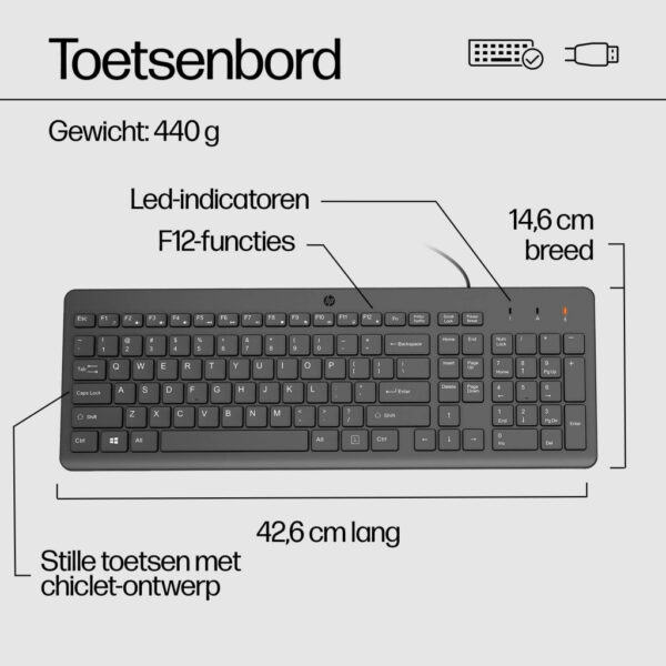 HP 150 muis en toetsenbord met kabel - Afbeelding 2