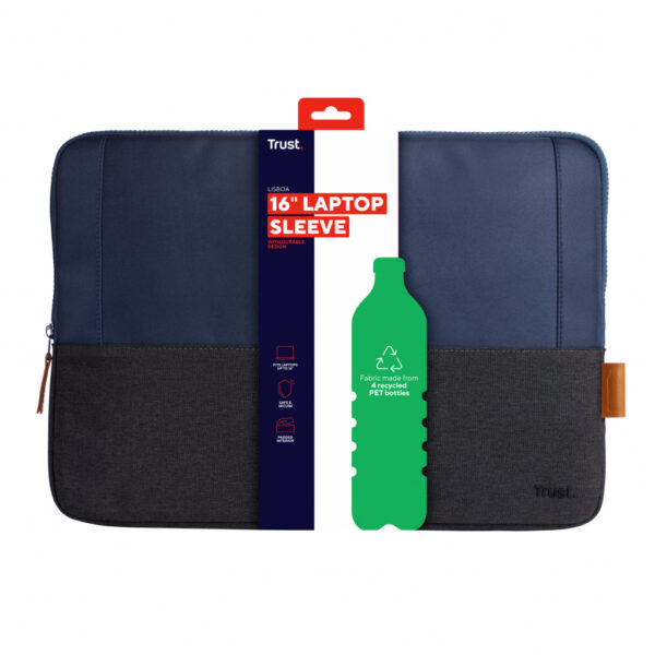 Trust Lisboa 40,6 cm (16") Opbergmap/sleeve Blauw - Afbeelding 3