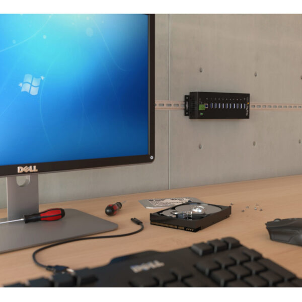 StarTech.com 10-Port USB 3.0 Hub - 5Gbps - Metalen Industriële USB-A Hub met ESD & Overspanningsbeveiliging - Din Rail, Muur of - Afbeelding 4