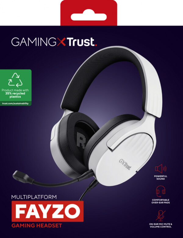 Trust GXT 489W FAYZO Headset Bedraad Hoofdband Gamen Zwart, Wit - Afbeelding 8