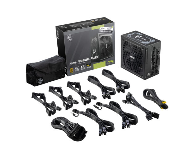 MSI MAG A1250GL PCIE5 power supply unit 1250 W 24-pin ATX ATX Zwart - Afbeelding 2