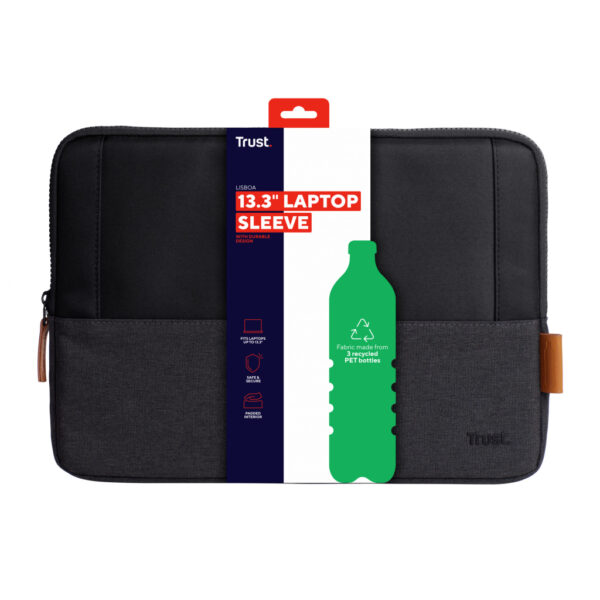 Trust Lisboa 33,8 cm (13.3") Opbergmap/sleeve Zwart, Grijs - Afbeelding 7