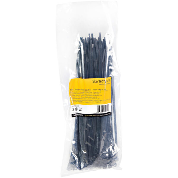 StarTech.com 25 cm Zwarte Kabelbinders 4 mm Breed, 68 mm Bundeldiameter, 22 kg Treksterkte Zelfsluitende Snelbinders uit Nylon m - Afbeelding 6