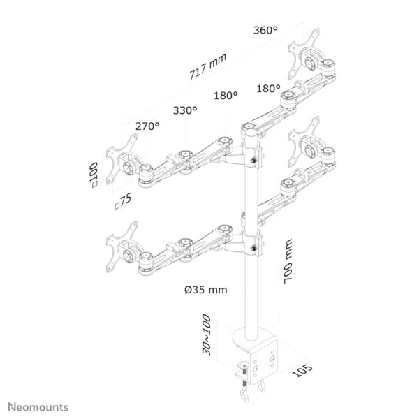 Neomounts FPMA-D935D4 Monitorarm 10-27" - Afbeelding 3