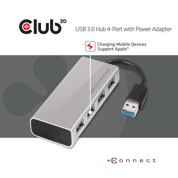CLUB3D USB 3.0 Hub 4-Port with Power Adapter - Afbeelding 7