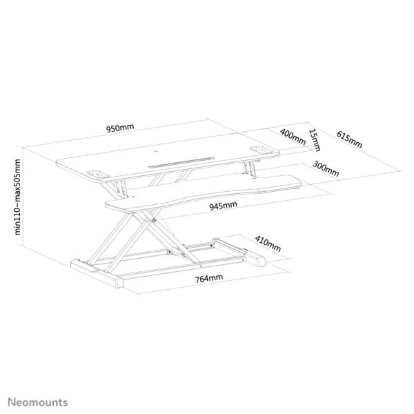 Neomounts NS-WS300BLACK Zit-stawerkplek - gasveer - Afbeelding 13