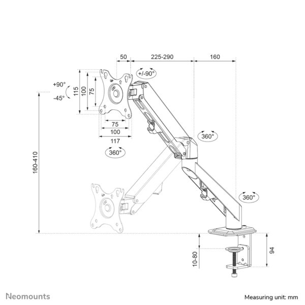 Neomounts DS70-700BL1 Monitorarm 17-27" - gasveer - Afbeelding 18