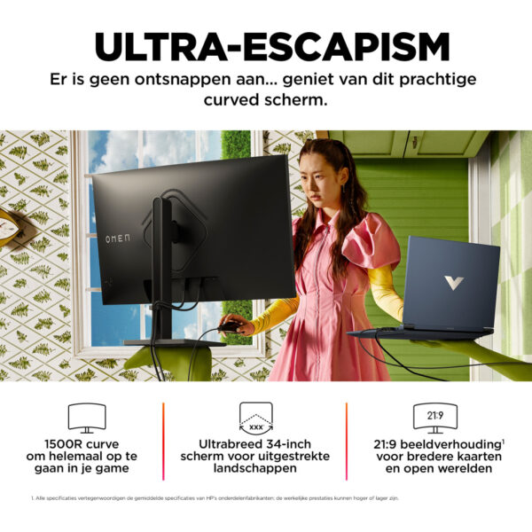 OMEN by HP 34 inch WQHD 165 Hz Curved gaming monitor - OMEN 34c - Afbeelding 6