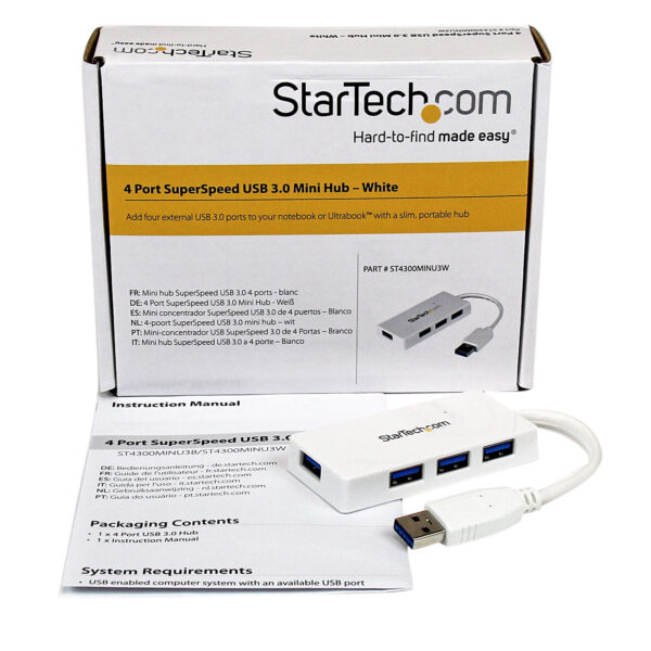 StarTech.com Draagbare 4-poorts SuperSpeed USB 3.0 hub - 5Gbps - wit - Afbeelding 6