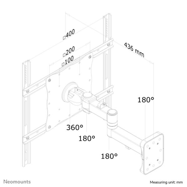Neomounts FPMA-W960 Monitor/TV-beugel wand 23-52" - full motion - Afbeelding 6