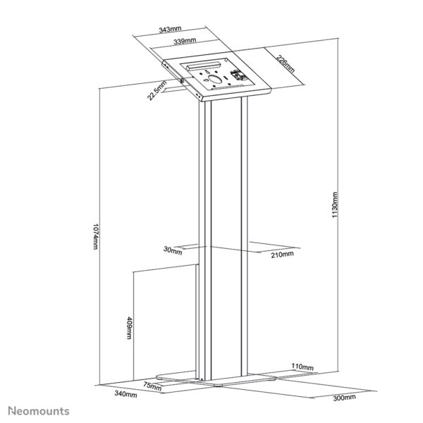 Neomounts FL15-750WH1 Tablet vloerstandaard 9.7-11" - vergrendelbaar - Afbeelding 12