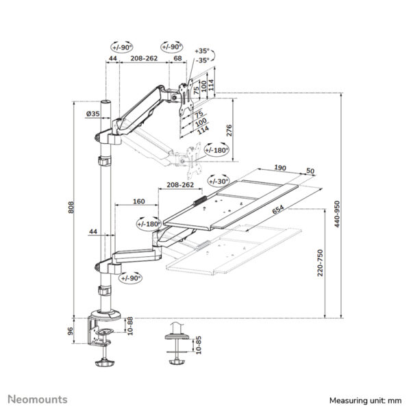 Neomounts DS90-325BL1 Zit-sta werkstation bureau 17-32" - gasveer - Afbeelding 16
