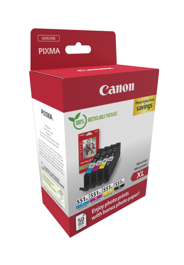 Canon 6443B008 inktcartridge 4 stuk(s) Origineel Hoog (XL) rendement Zwart, Cyaan, Magenta, Geel - Afbeelding 2